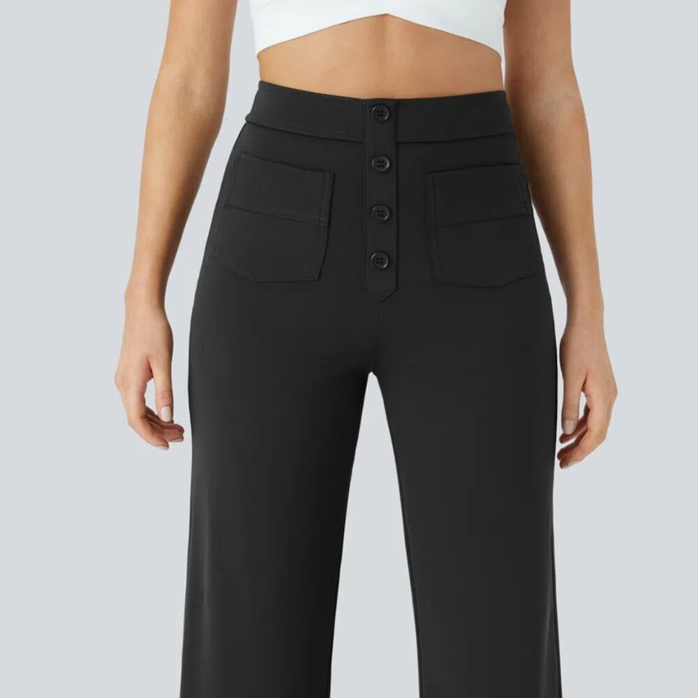 Halara High Waisted Straight Leg Button Pants